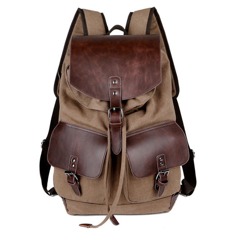 Casual Canvas Microfiber Leather Women Men Backpack, Bags For Lady Rucksack