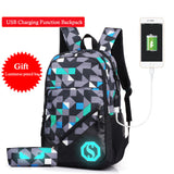 New Design USB Charging Backpack With Pencil Bag,Air Cushion Belt