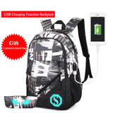 New Design USB Charging Backpack With Pencil Bag,Air Cushion Belt