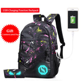 New Design USB Charging Backpack With Pencil Bag,Air Cushion Belt