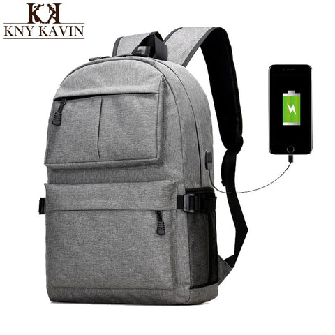 External USB Casual Men's Backpack Design for Women Arcuate Shoulder Strap